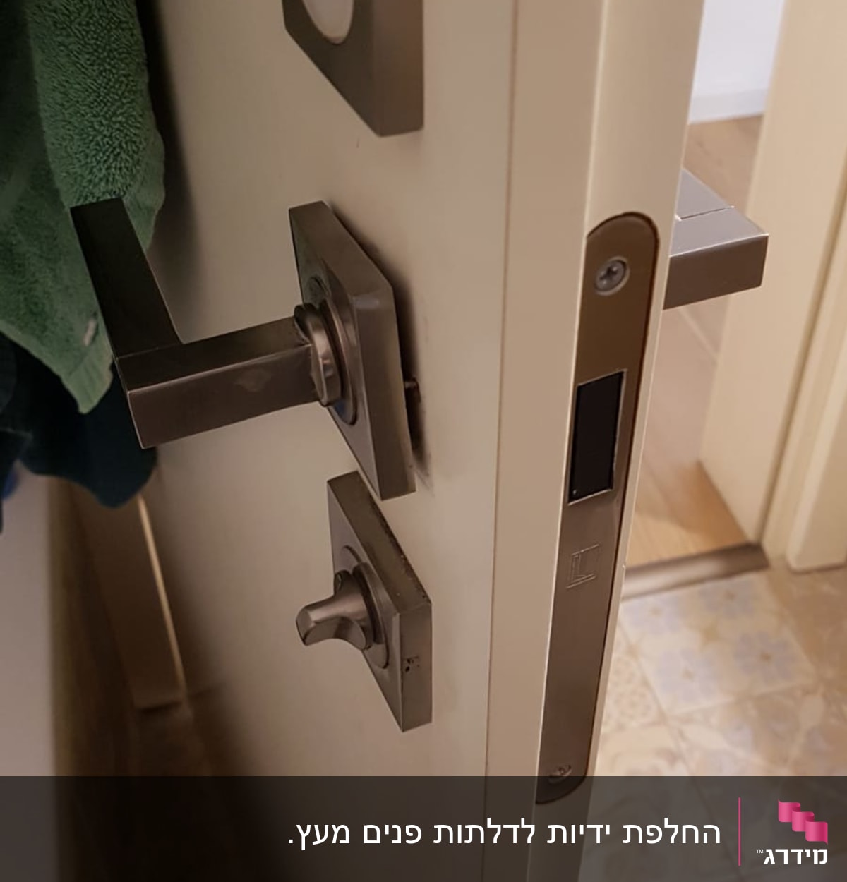 ידית ודלת עם מנעול מתכת